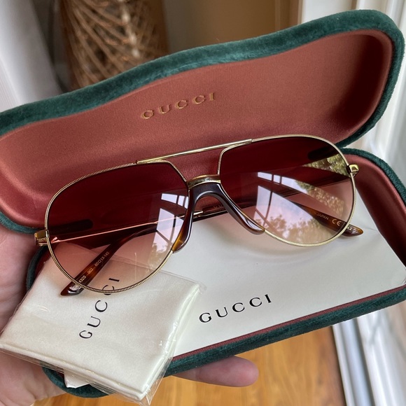 NWT Gucci GG0432S Aviator Sunglasses, Unisex - Picture 6 of 9